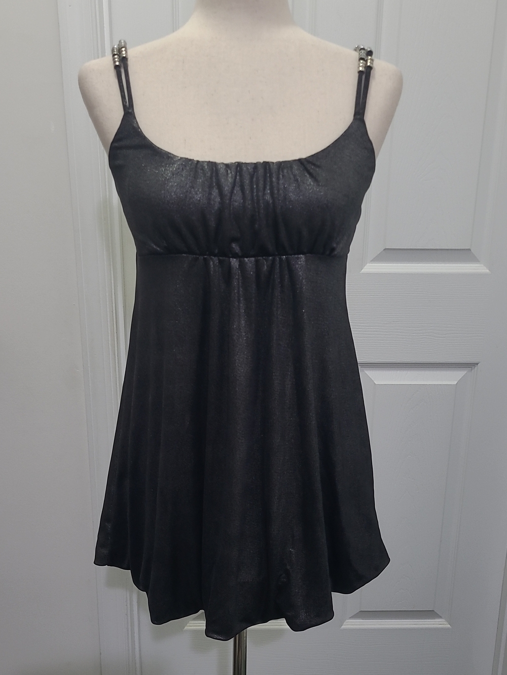 NWOT 2xtremz Shimmery Black Spaghetti Strap Tunic